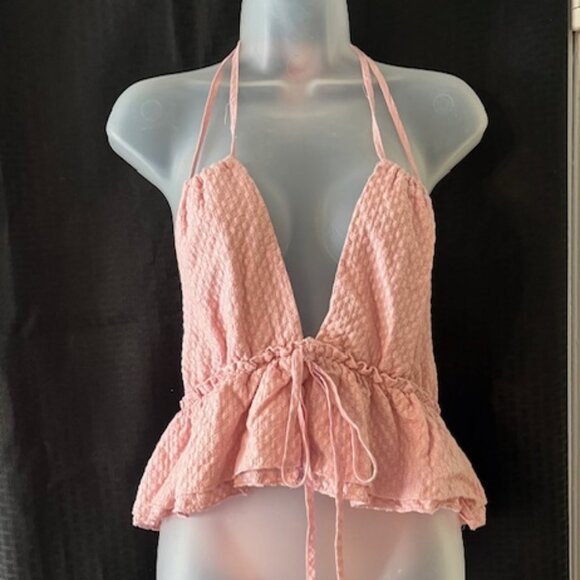 SEXY Pink Halter Top ~ 100% Cotton - Picture 1 of 7